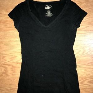 Black fitted v-neck
